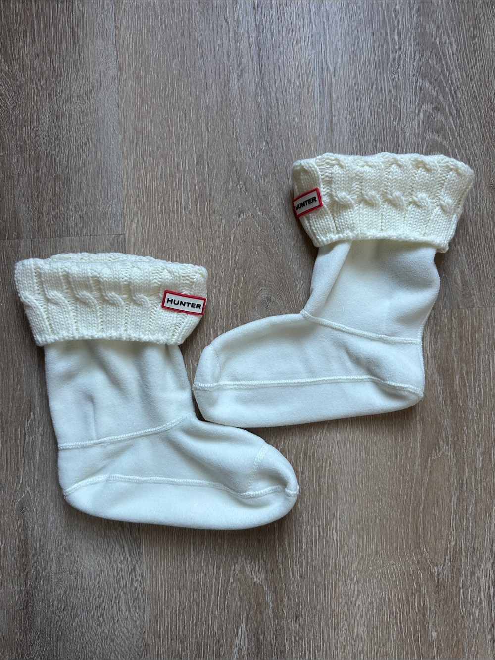 Hunter Cream Fleece Boot Socks with Cable Knit Cuff